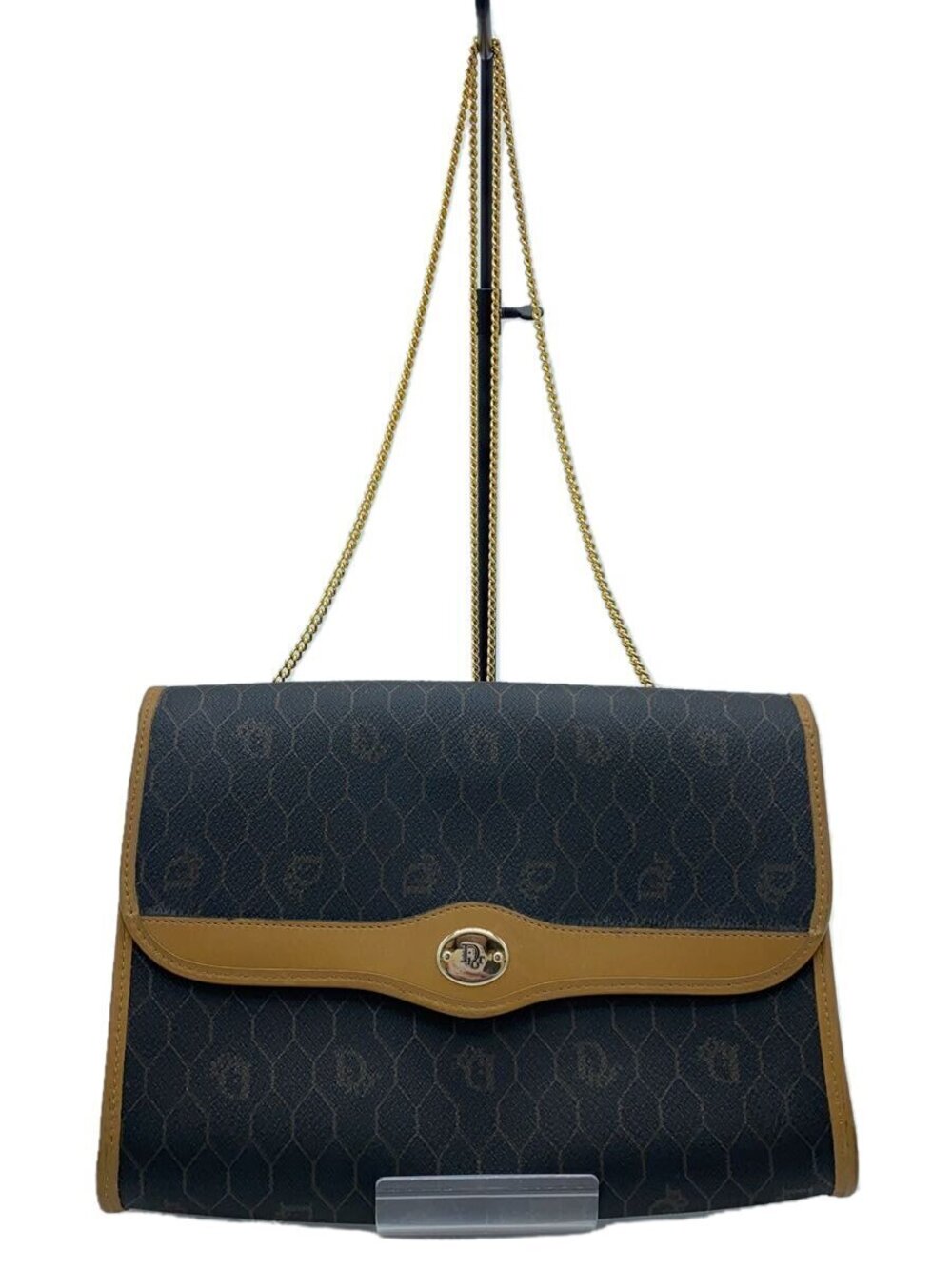Christian Dior Honeycomb Chain Shoulder Bag Black All over